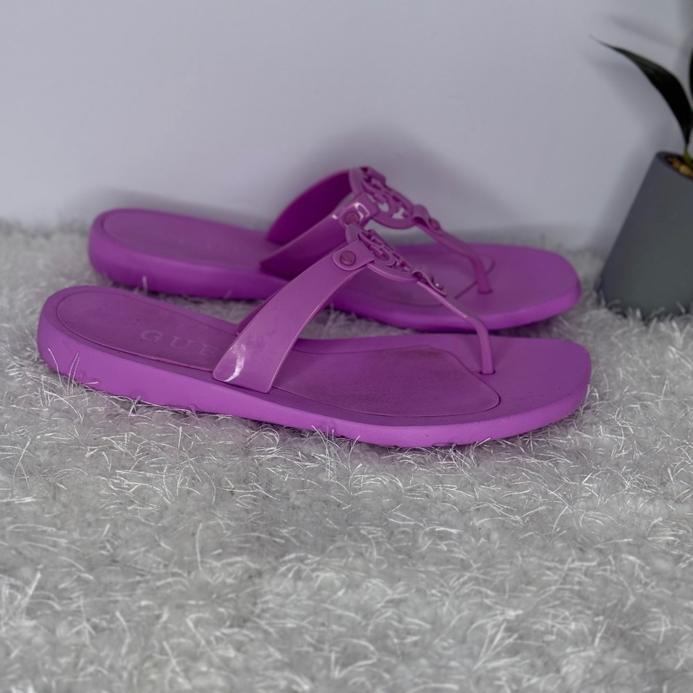 GUESS Women Lilac Purple G‎ Logo Thong Flip Flops Sandals Size 39 (US 8.5) - Picture 4 of 8